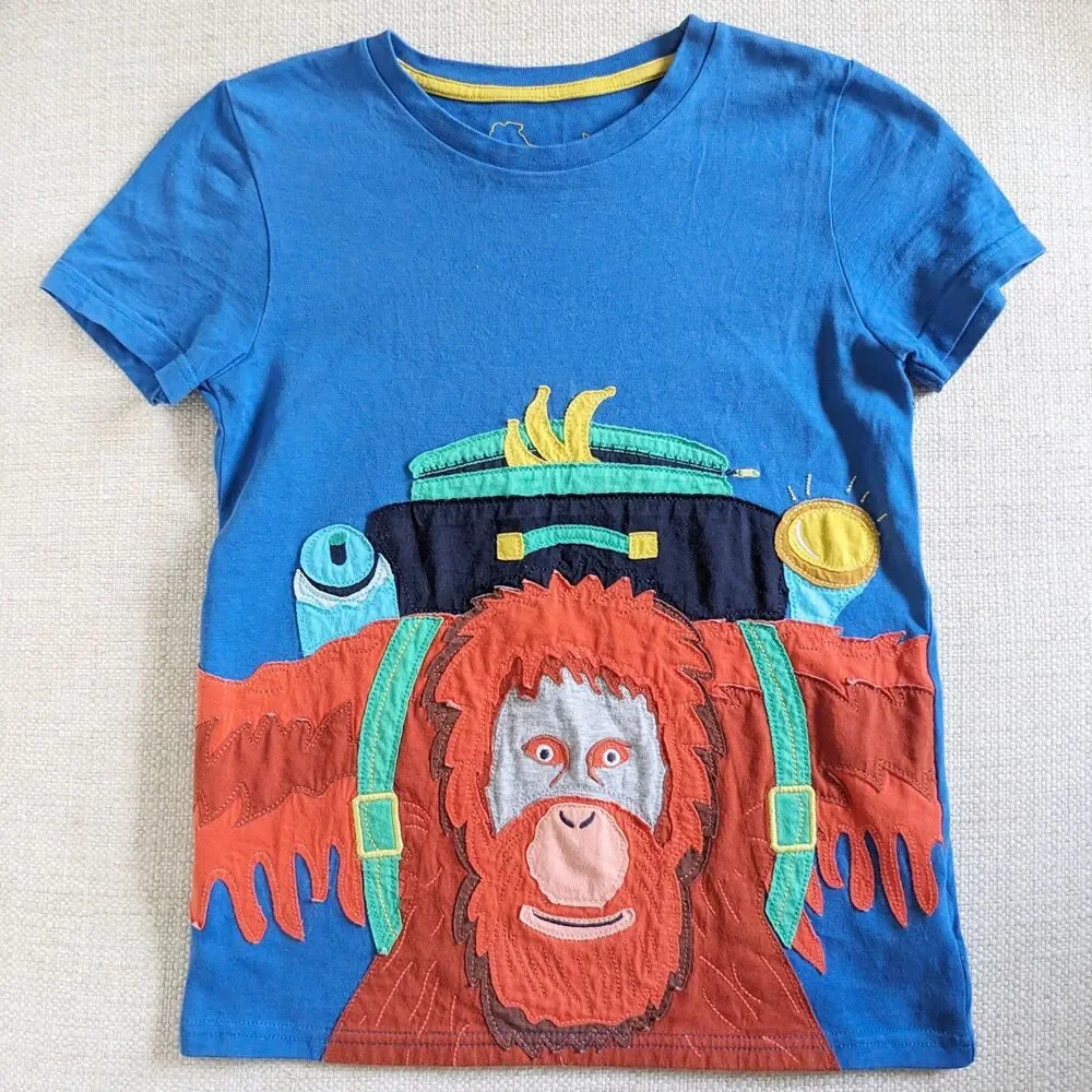 Mini Boden Orangutan Embroidered Applique Graphic T-Shirt 9-10Y boys